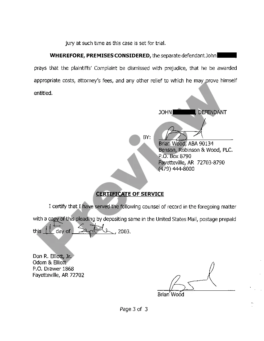 Preview A03 Answer to Complaint for Motor Vehicle Negligence