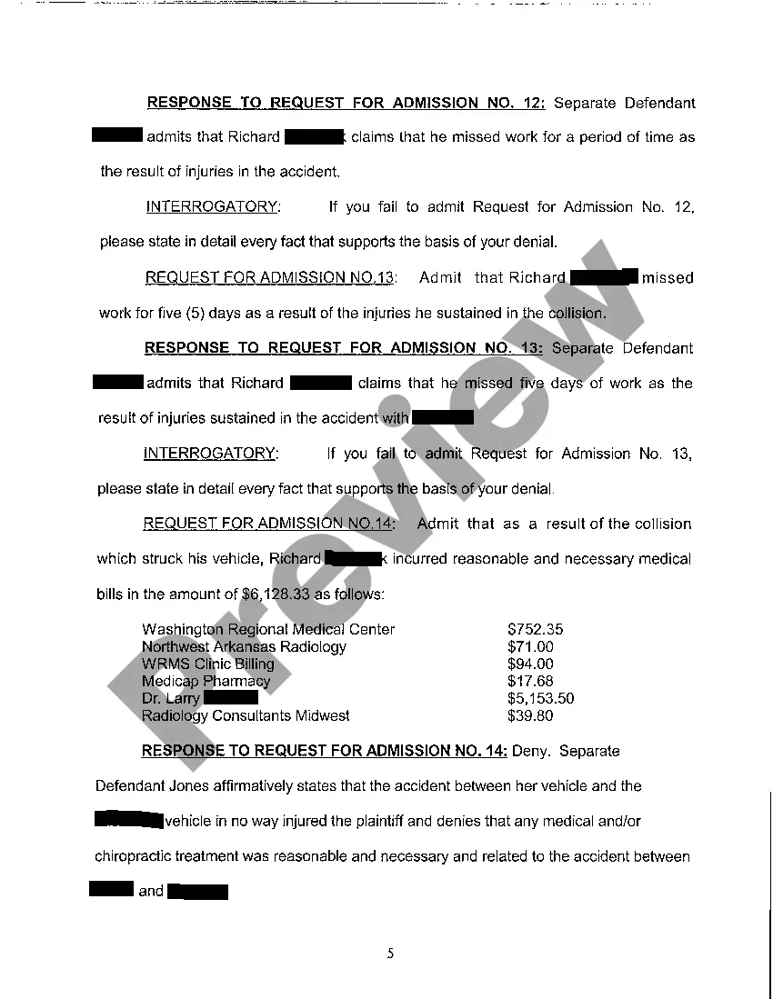 Preview A06 Response to Request for Admissions Propounded by Plaintiffs to Separate Defendant