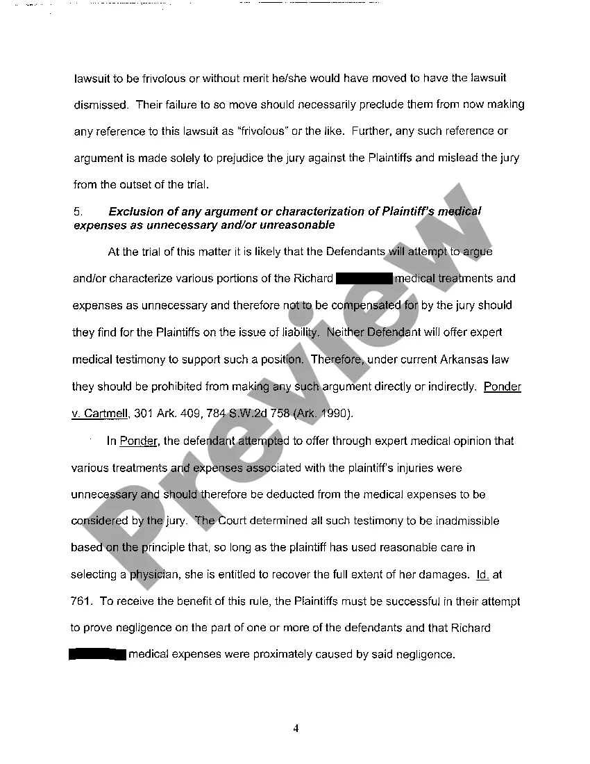 Preview A10 Brief in Support of Plaintiff's Motion in Limine