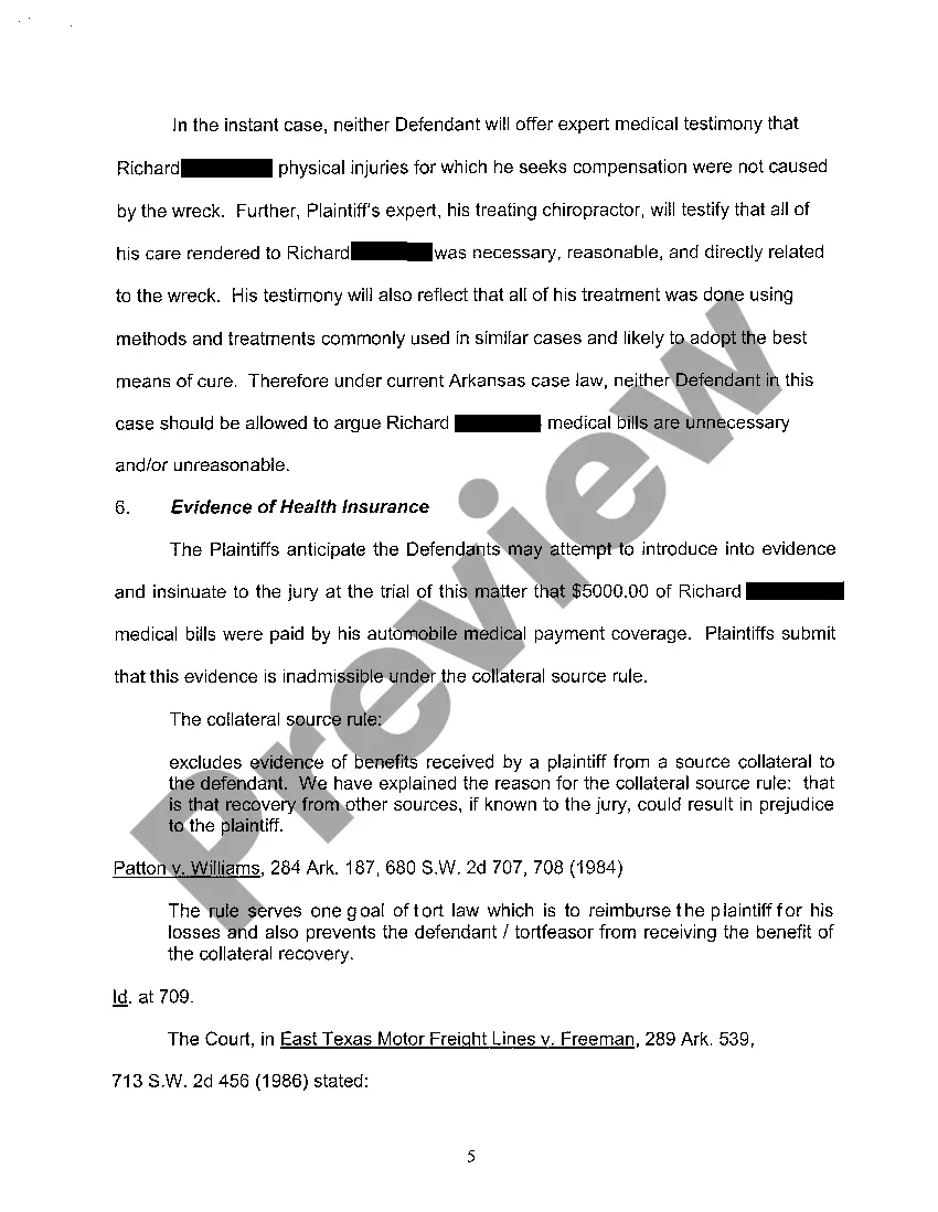 Preview A10 Brief in Support of Plaintiff's Motion in Limine