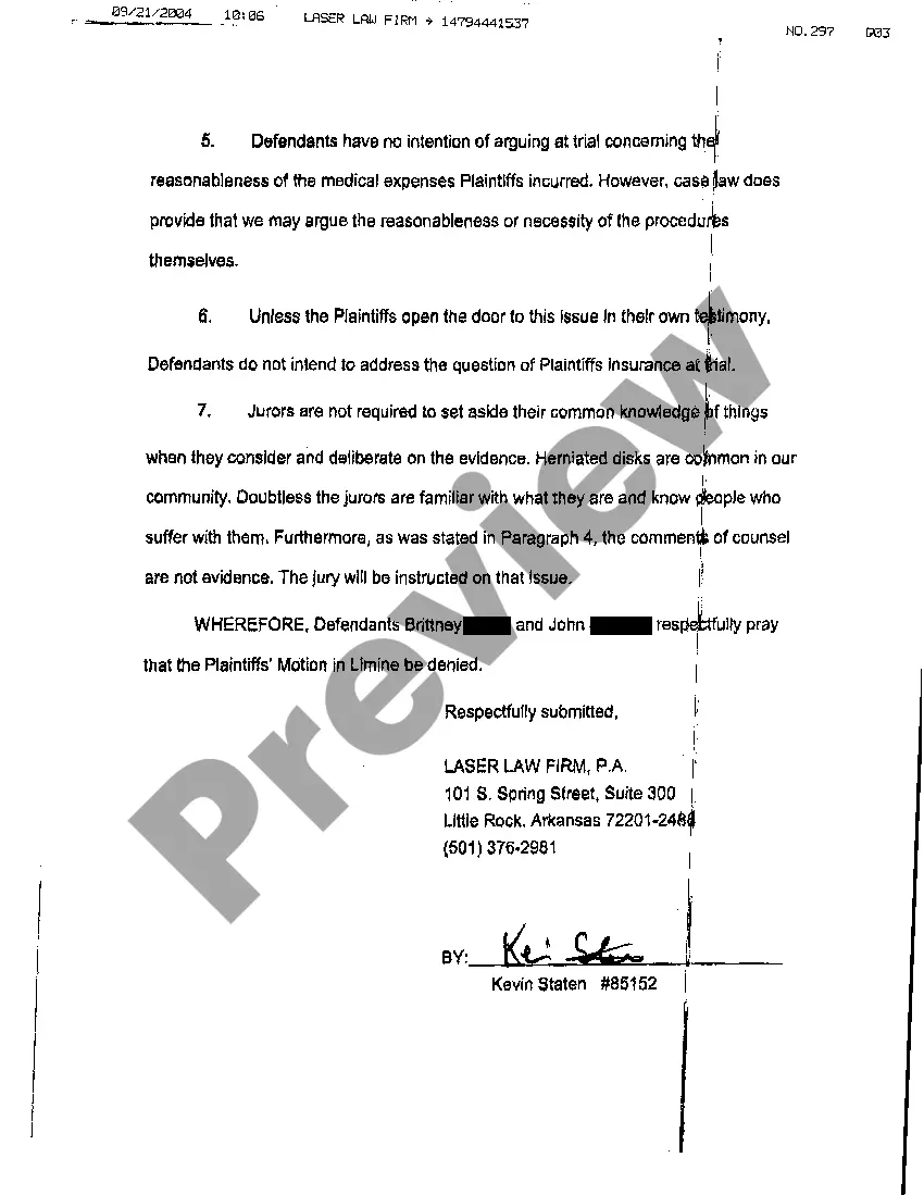 Preview A11 Defendant's Response to Plaintiff's Motion in Limine