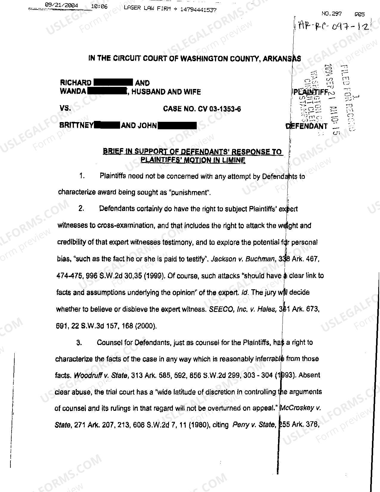 Arkansas Brief in Support of Defendant's Response to Plaintiff's Motion