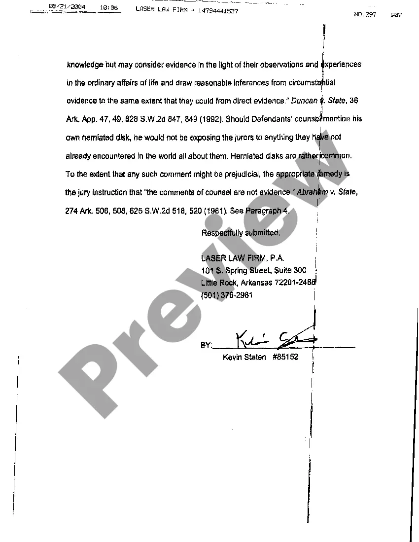 Preview A12 Brief in Support of Defendant's Response to Plaintiff's Motion in Limine