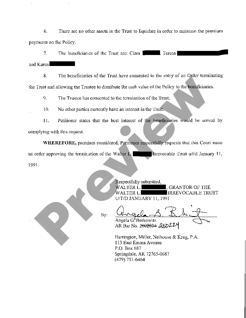 Preview A02 Petition to Terminate Irrevocable Trust