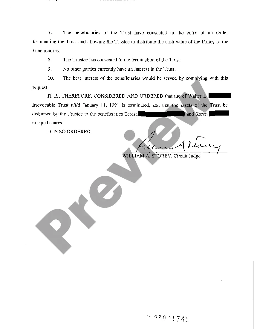 Preview A07 Order Terminating Trust