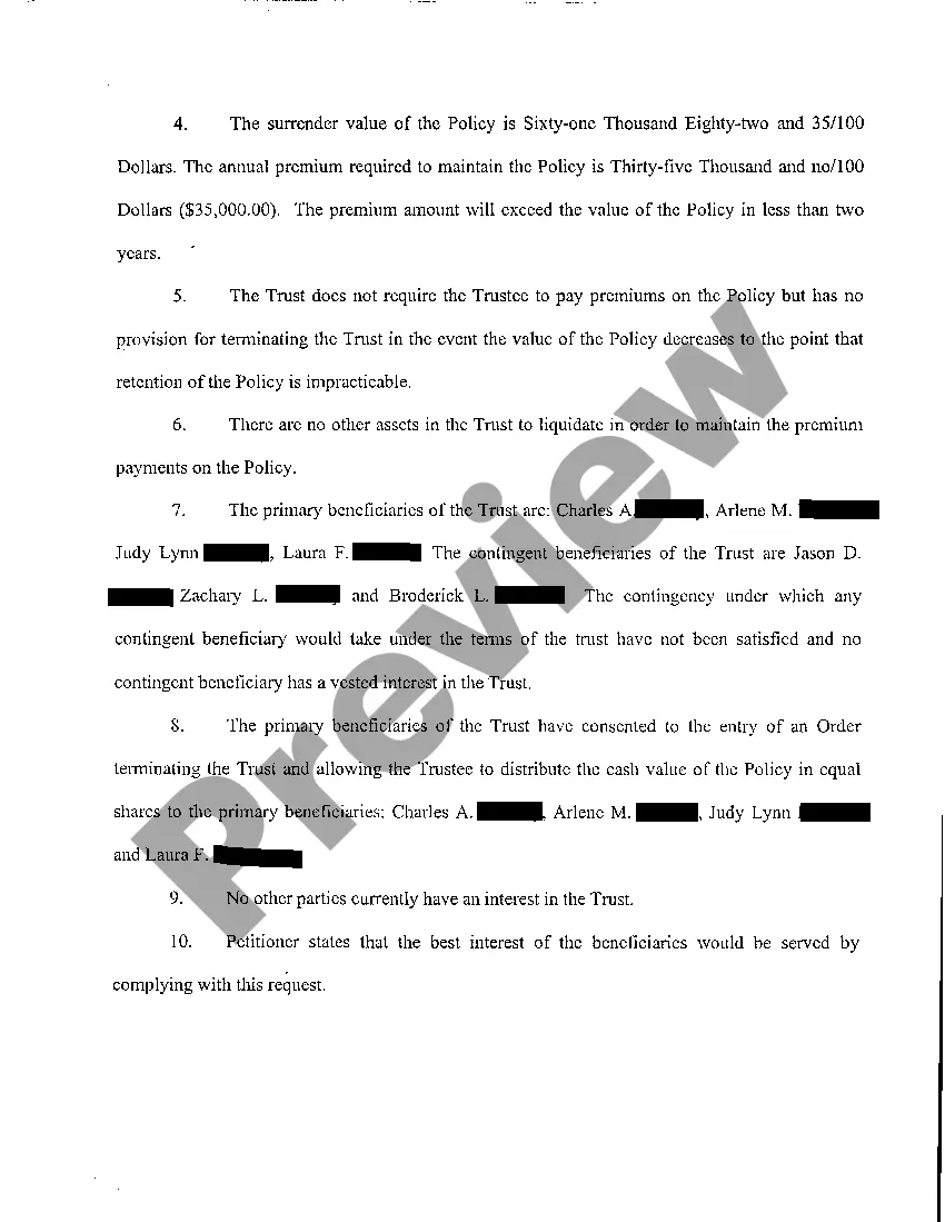 Preview A02 Petition to Terminate Irrevocable Trust