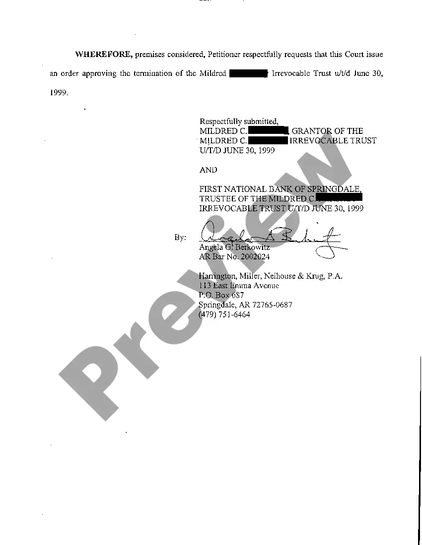 Preview A02 Petition to Terminate Irrevocable Trust