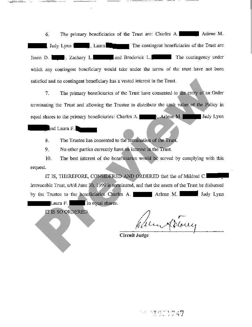 Preview A08 Order Terminating Irrevocable Trust