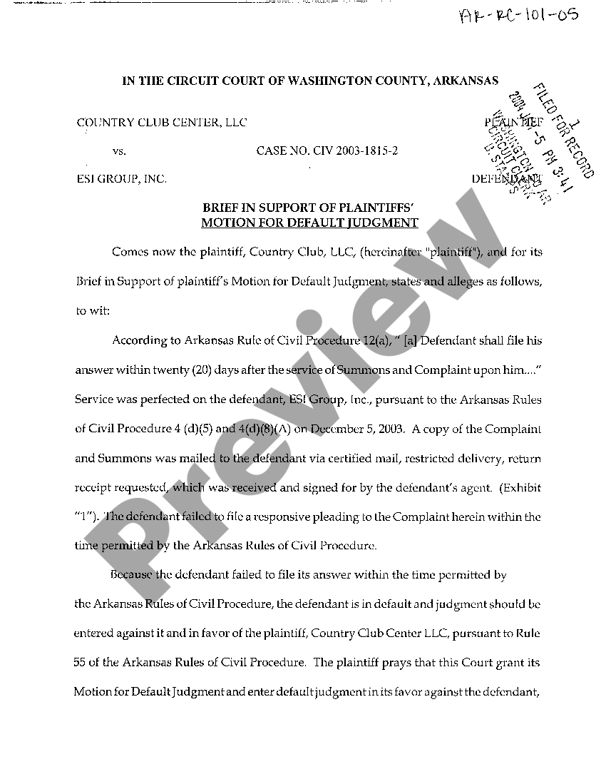 Arkansas Brief in Support of Plaintiffs' Motion for Default Judgment