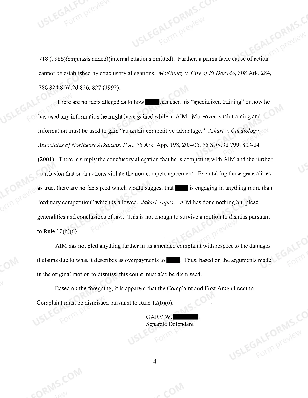 Preview A13 Brief in Support of Motion to Dismiss First Amendment to Complaint Against Separate Defendant