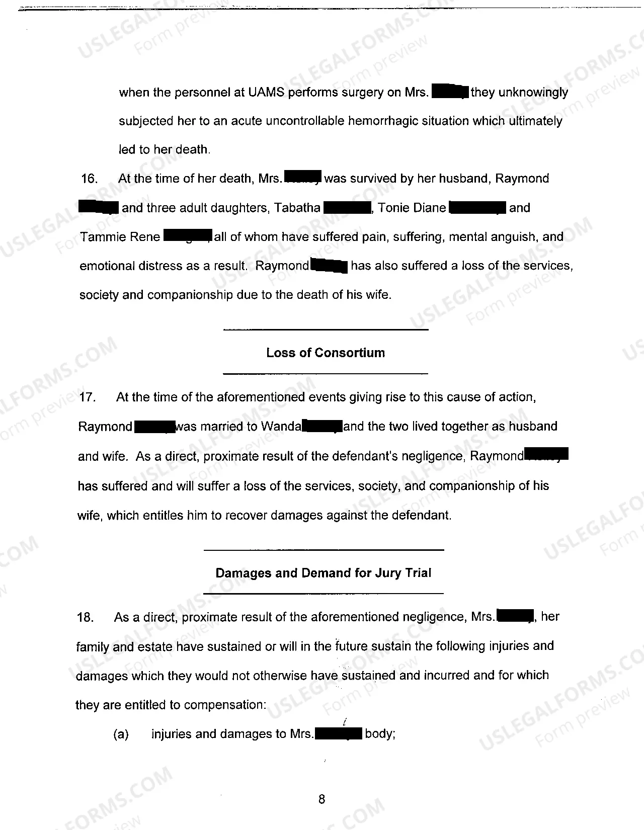 Preview A02 Complaint for Medical Negligence and Wrongful Death