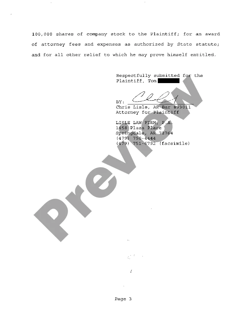 Preview A02 Complaint for Breach of Employment Contract