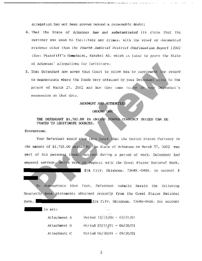 Preview A10 Defendant's Motion to Supplement the Record In Re Complaint for Forfeiture of Seized Items