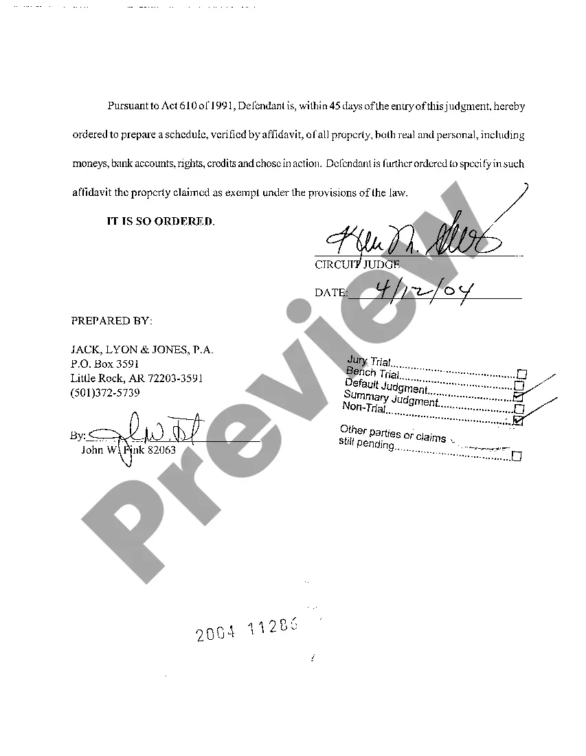 Preview A05 Default Judgment on Complaint for Deficiency after Repossession and Sale of Automobile