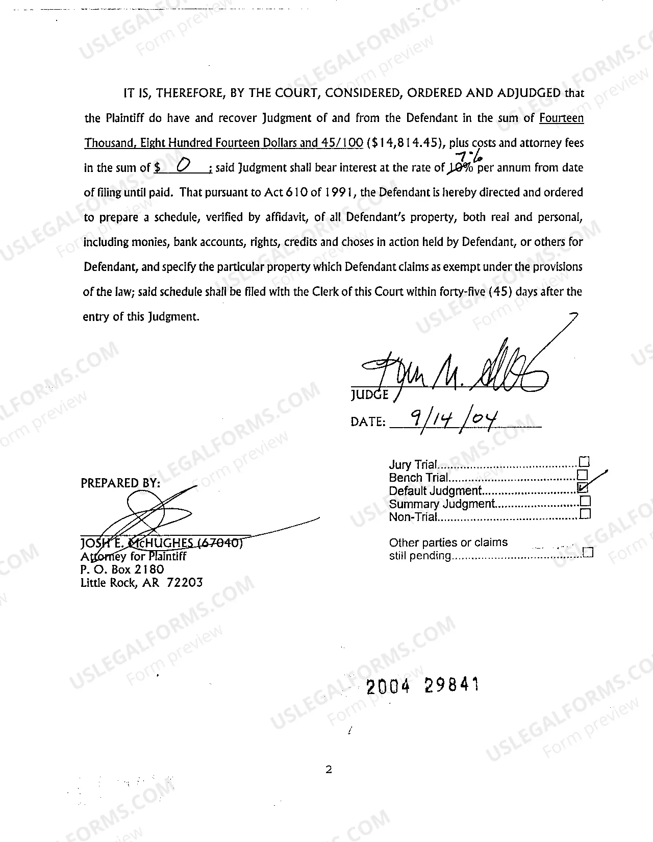 Preview A11 Default Judgment on Complaint for Motor Vehicle Negligence