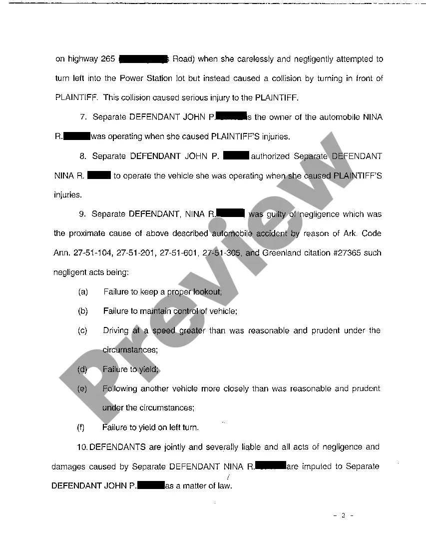 Preview A03 Plaintiff's First Amended and Substituted Complaint for Motor Vehicle Negligence