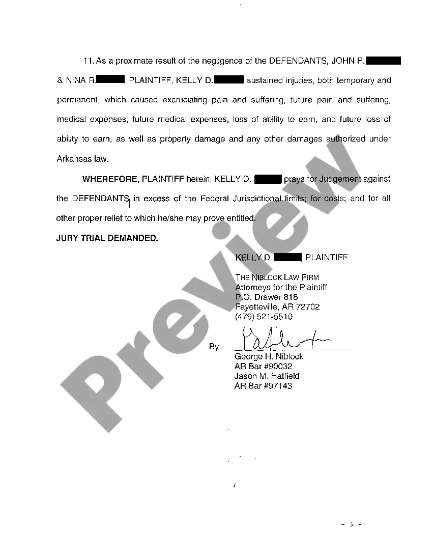 Preview A03 Plaintiff's First Amended and Substituted Complaint for Motor Vehicle Negligence