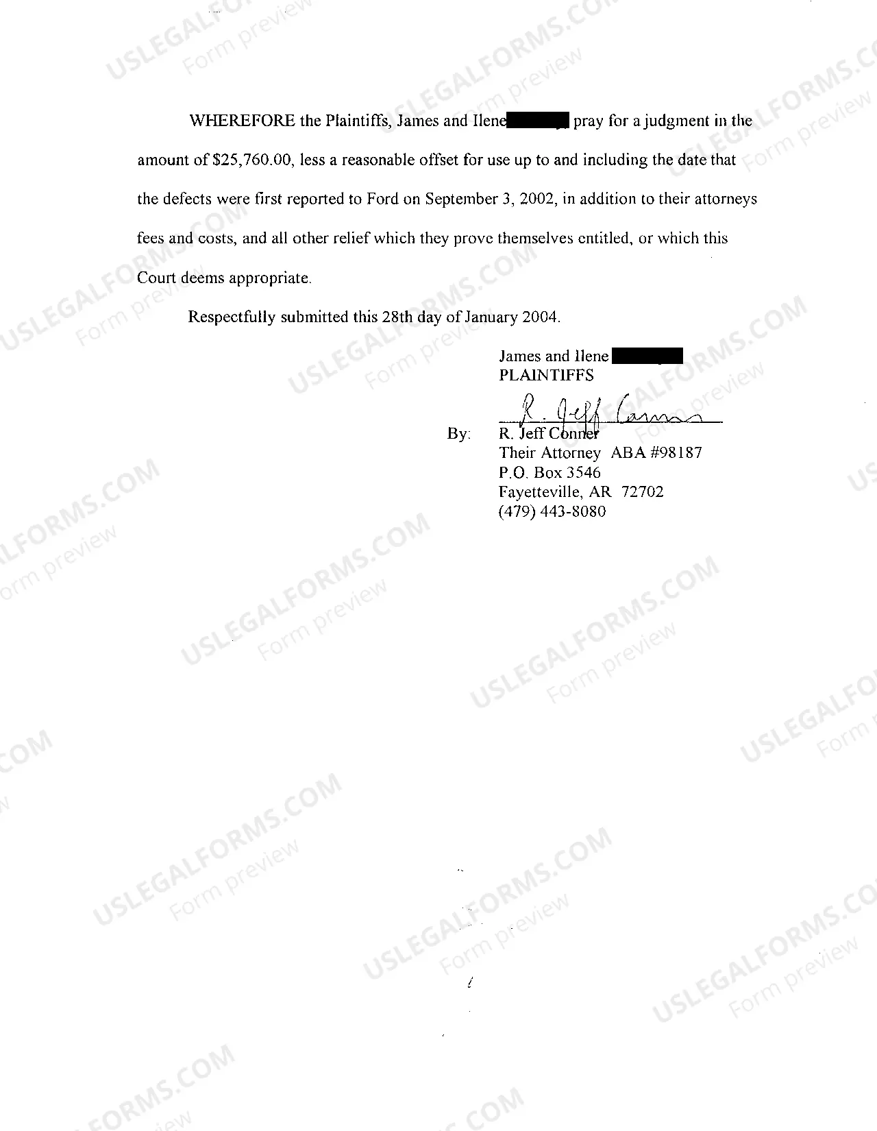 Preview A02 Complaint for Violation of Arkansas Lemon Law