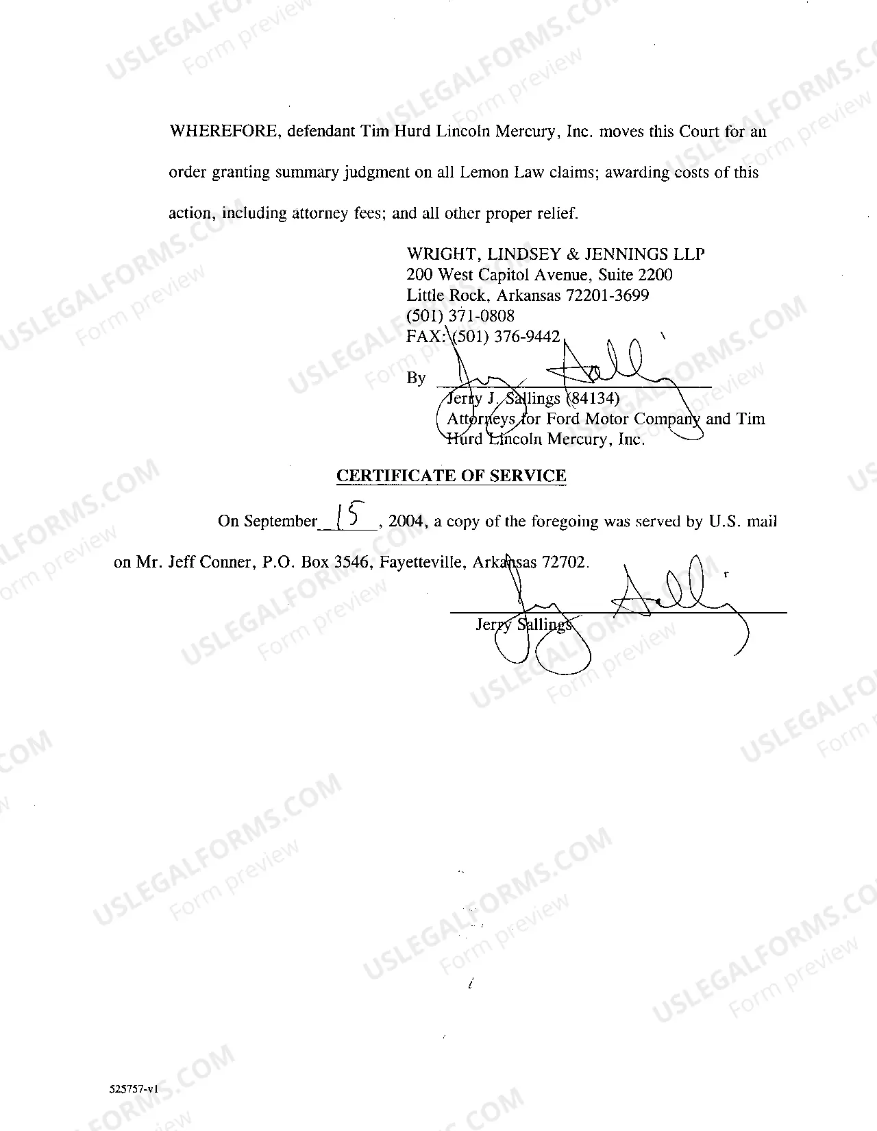 Preview A18 Tim Hurd Lincoln Mercury Inc.'s Motion for Summary Judgment