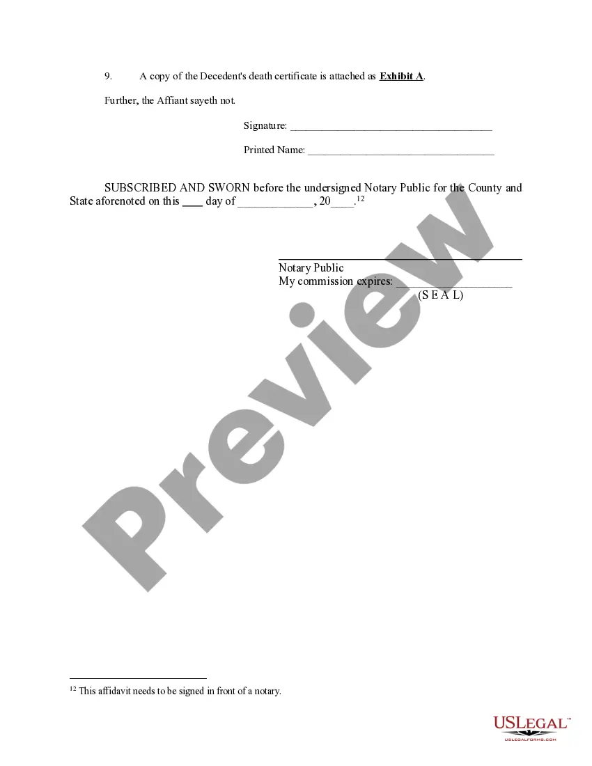 Preview Affidavit of Heirship