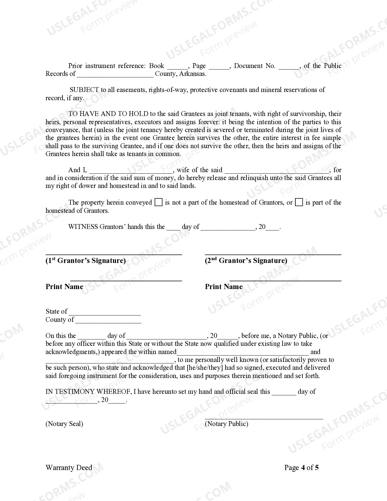 Preview Warranty Deed for Husband and Wife Converting Property from Tenants in Common to Joint Tenancy