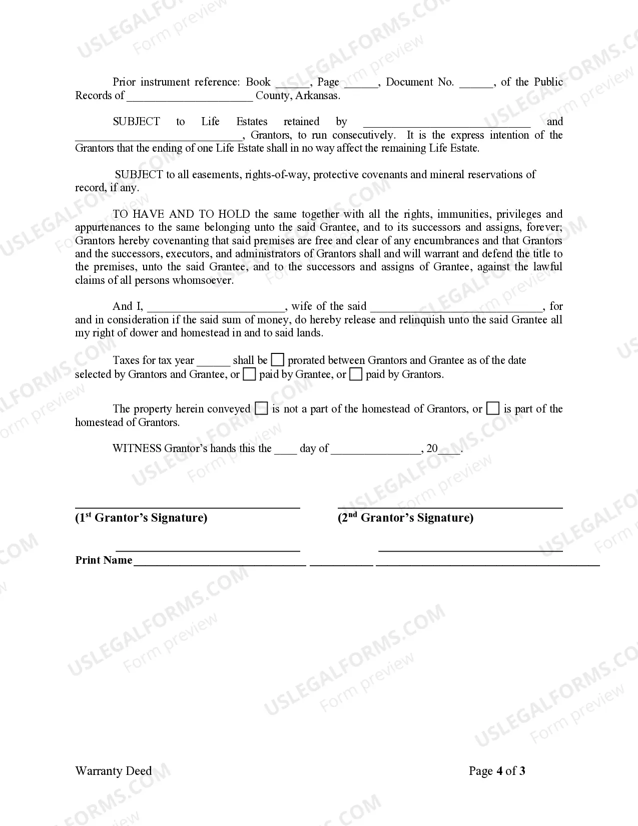 Preview Warranty Deed for Parents to Child with Reservation of Life Estate