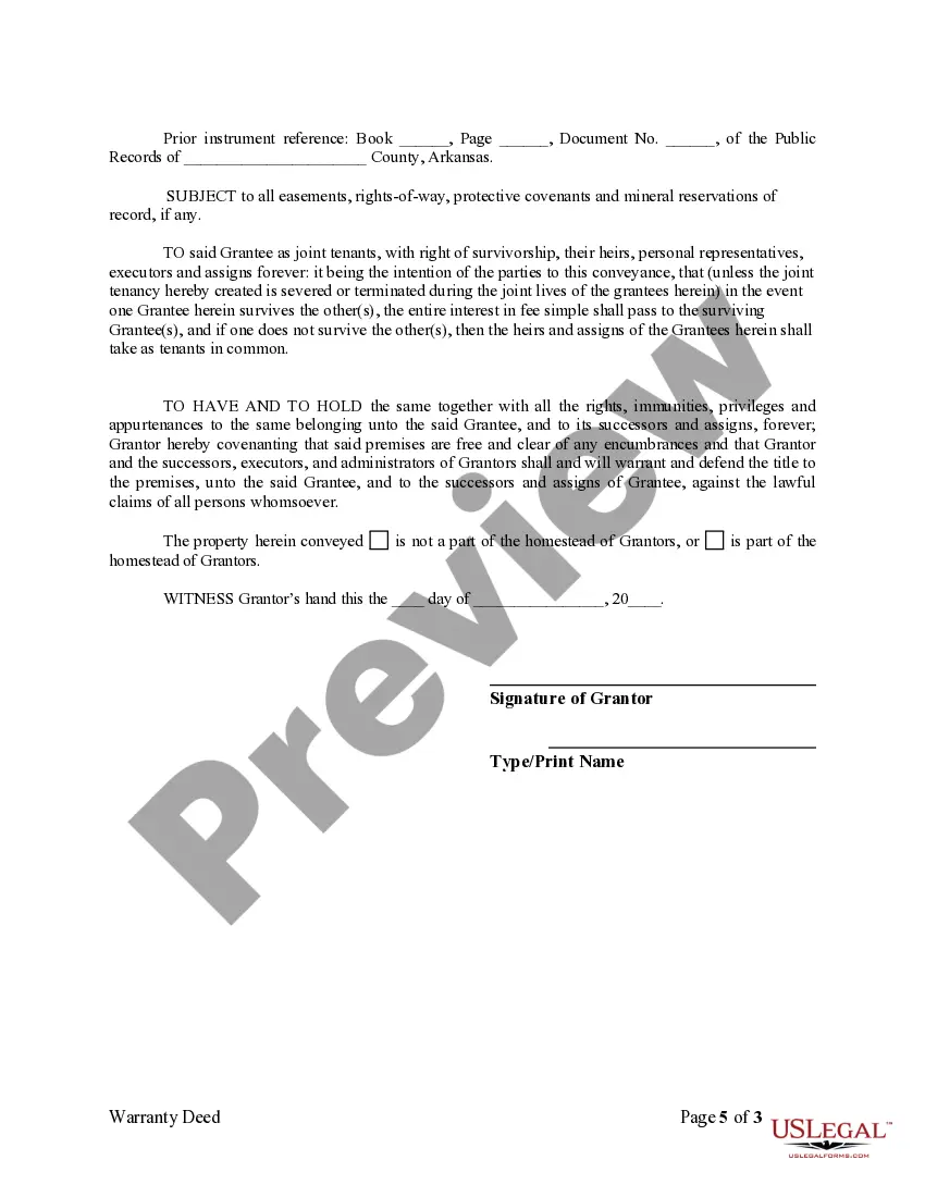 Get Warranty Deed to Separate Property of one Spouse to both as Joint Tenants or as Community Property with Right of Survivorship Preview Warranty Deed to Separate Property of one Spouse to both as Joint Tenants or as Community Property with Right of Survivorship