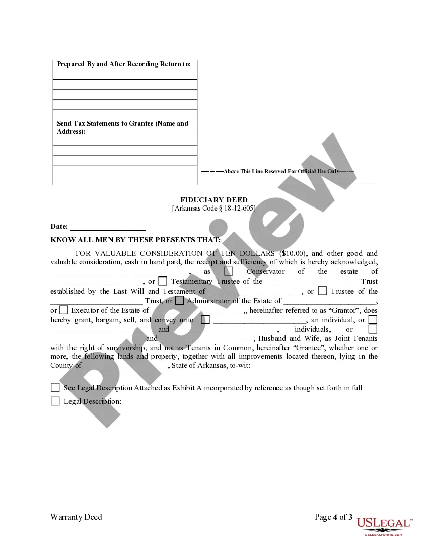 Preview Warranty Deed for Fiduciary