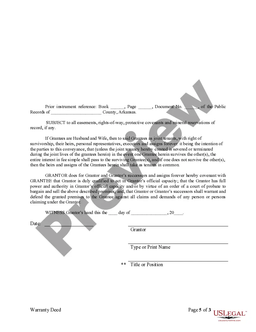 Preview Warranty Deed for Fiduciary