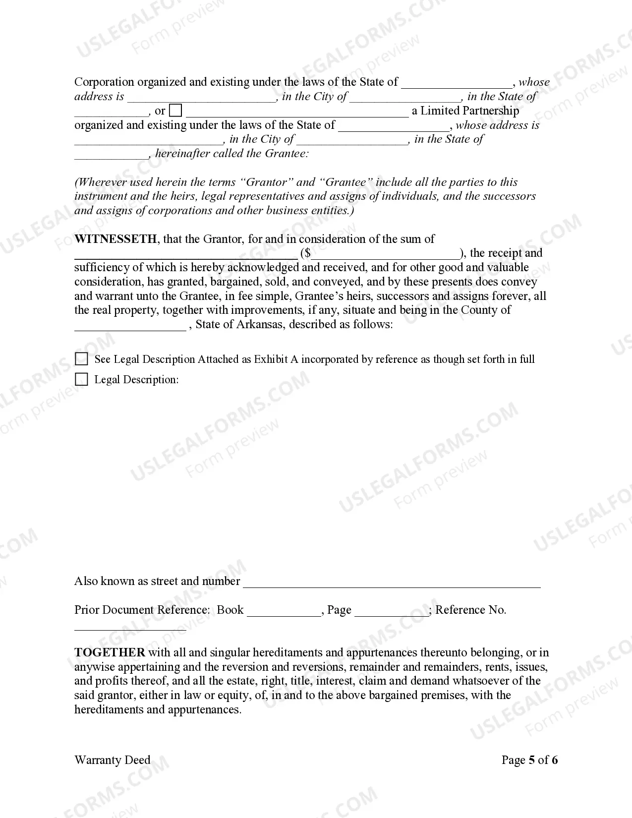 Preview Warranty Deed from Limited Partnership or LLC is the Grantor, or Grantee