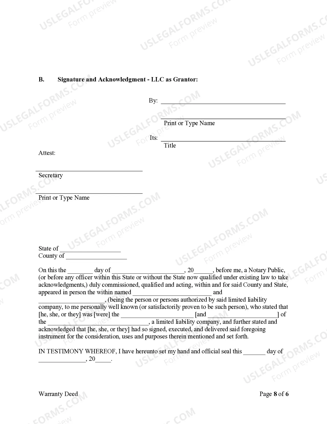 Preview Warranty Deed from Limited Partnership or LLC is the Grantor, or Grantee