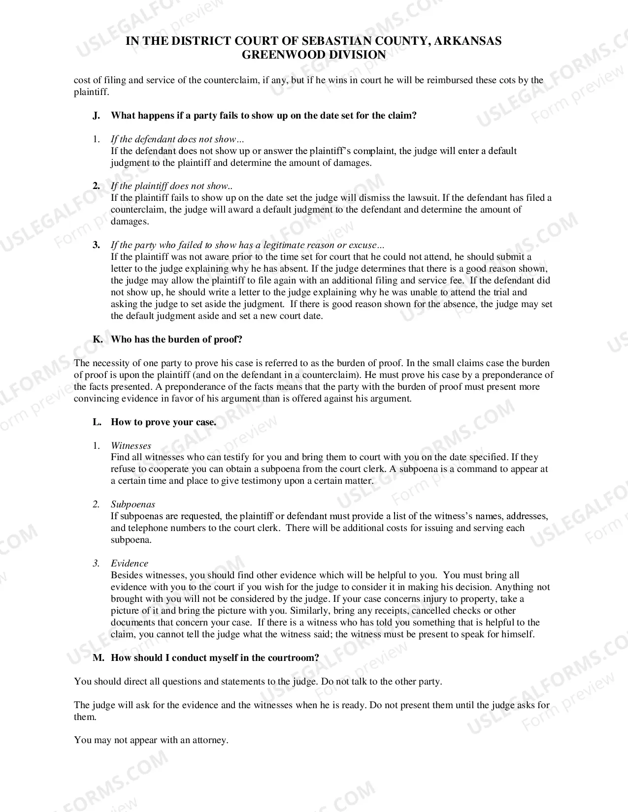 Preview Small Claims Information