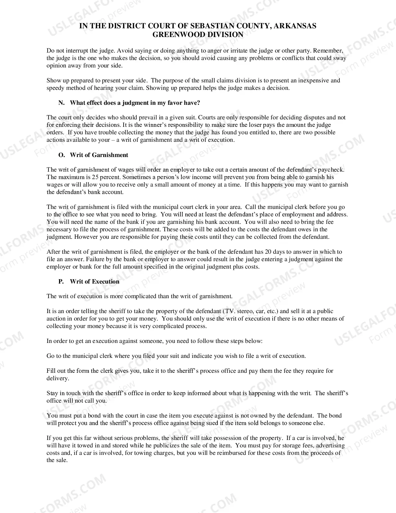 Preview Small Claims Information