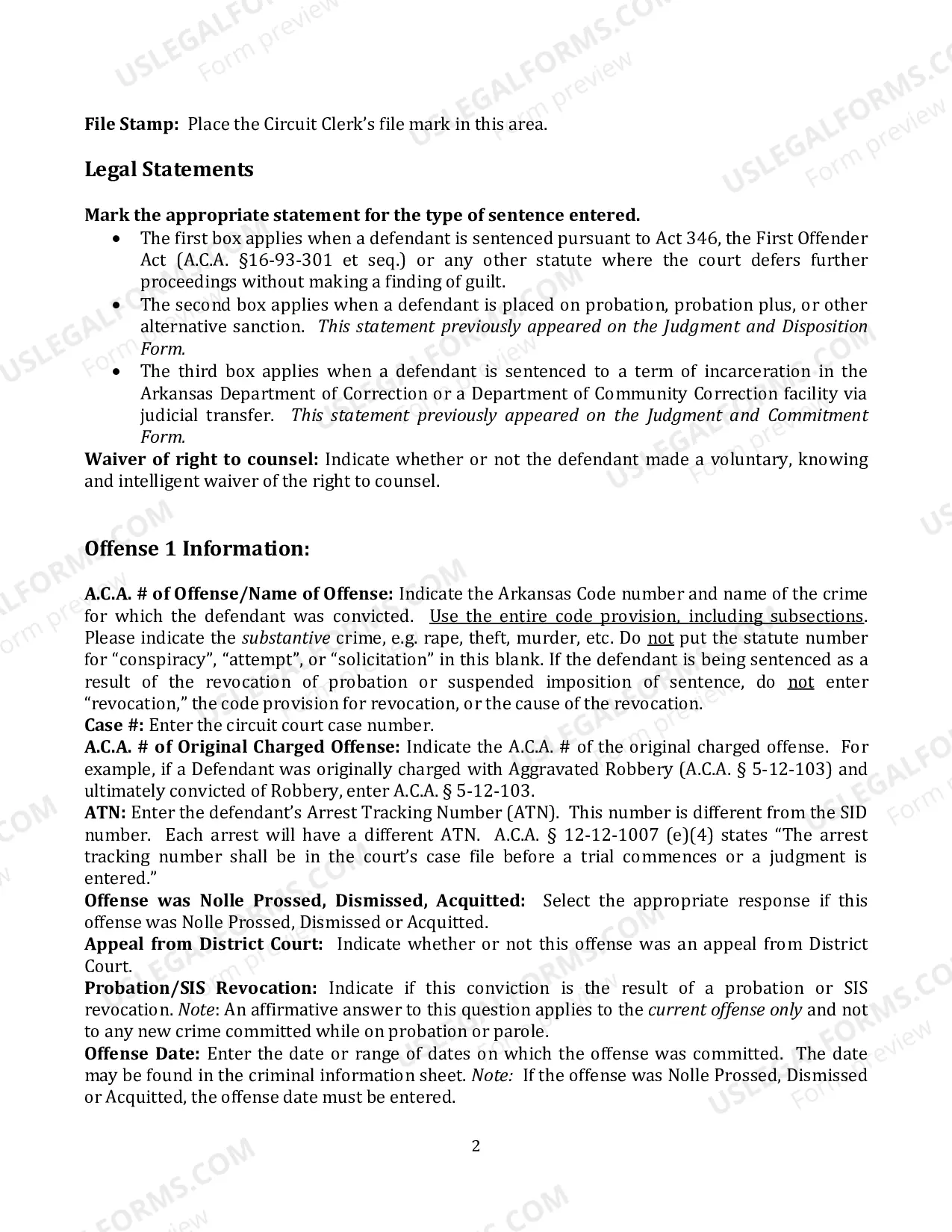 Preview Sentencing Order
