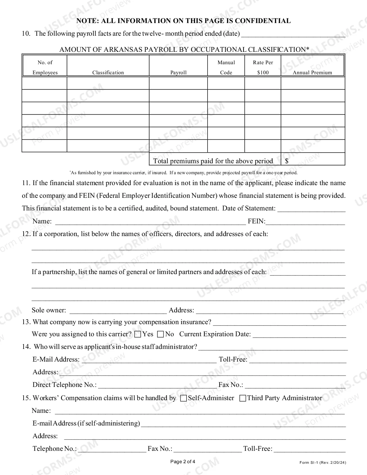Preview Individual Self-Insurer Application