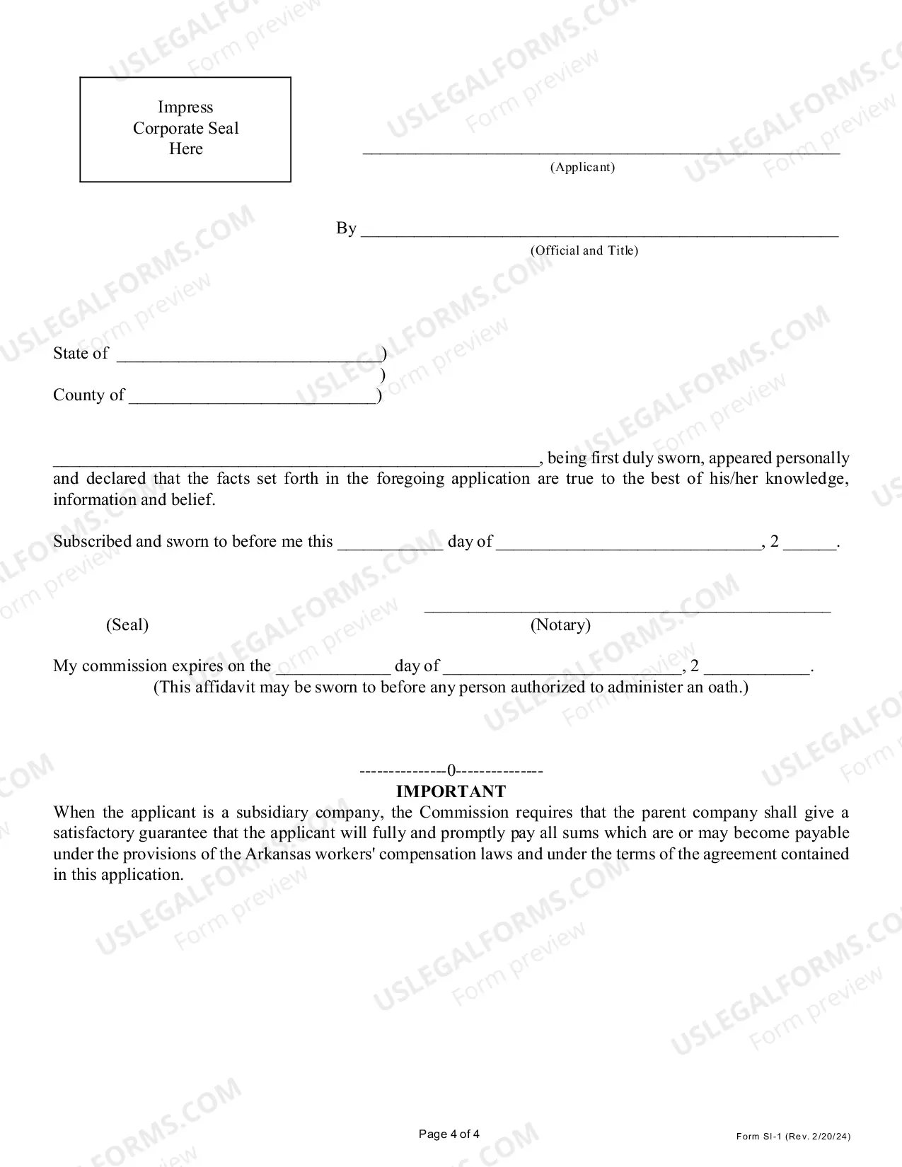 Preview Individual Self-Insurer Application