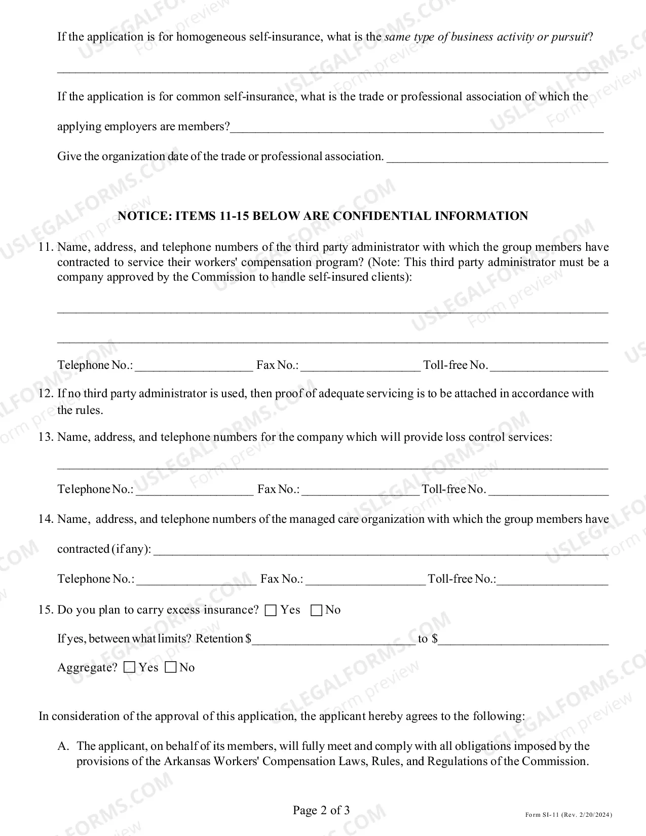Preview Group Self-Insurance Application