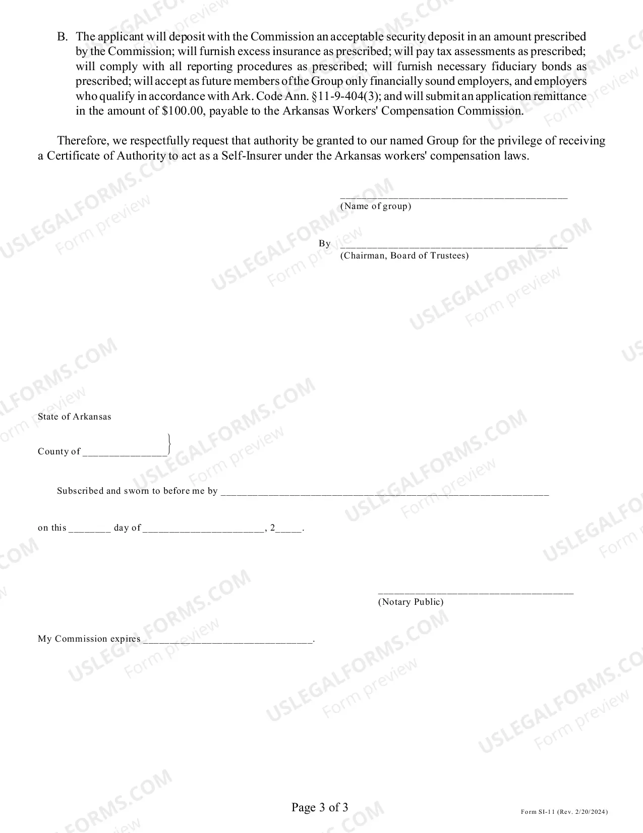 Preview Group Self-Insurance Application