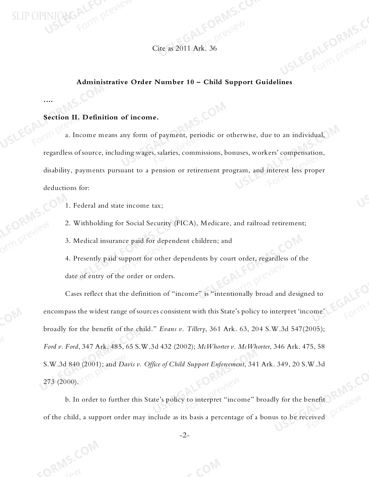 Preview In Re: Administrative Order No. 10 - Arkansas Child Support Guidelines