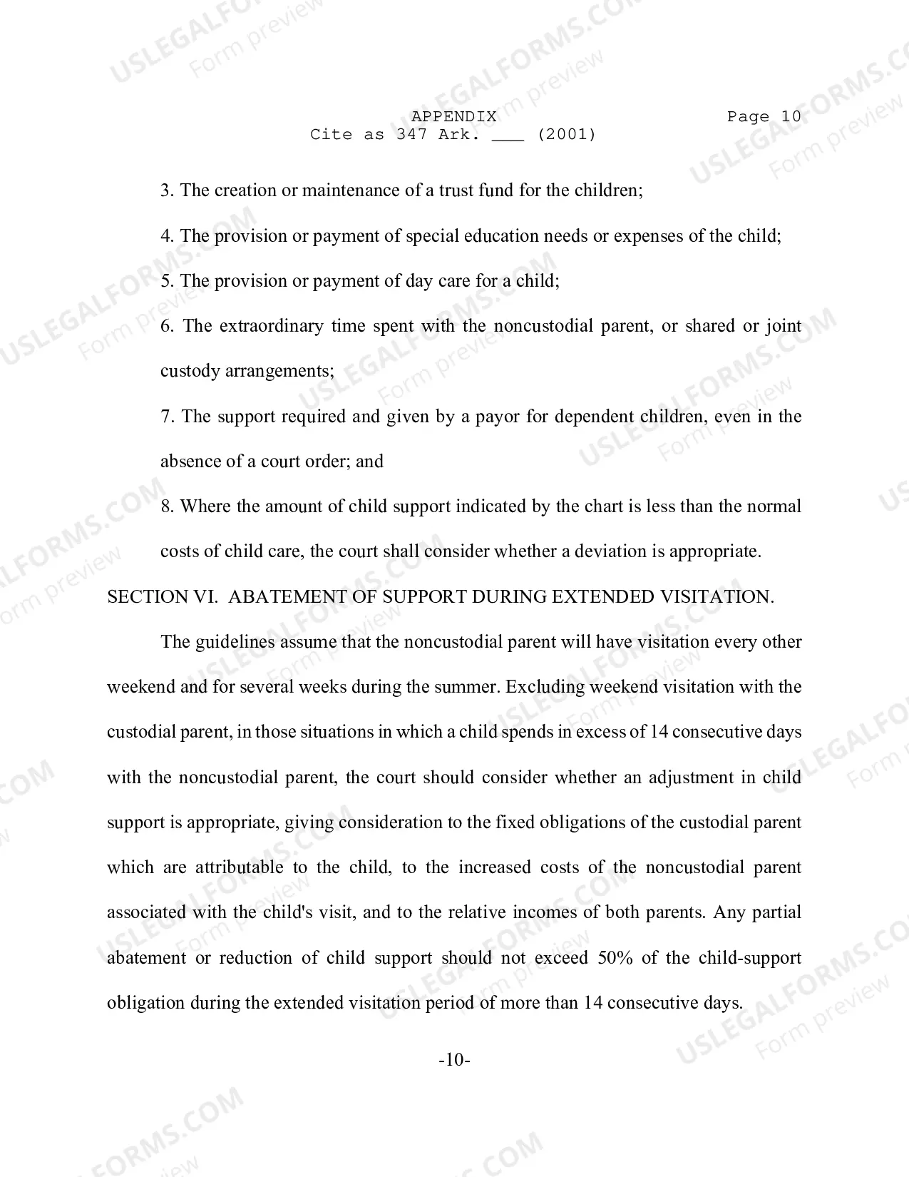 Preview In Re: Administrative Order No. 10 - Arkansas Child Support Guidelines. SUPPLEMENTAL ORDER.