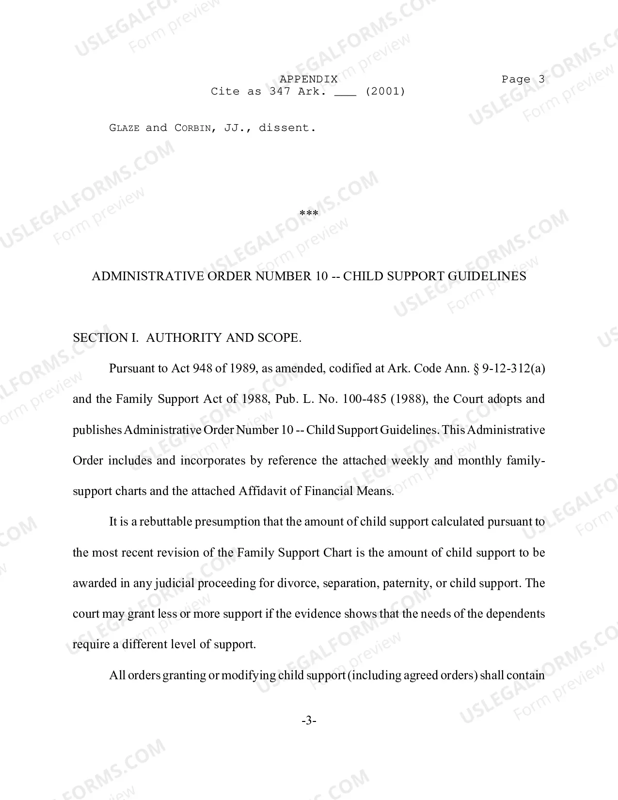 Preview In Re: Administrative Order No. 10 - Arkansas Child Support Guidelines. SUPPLEMENTAL ORDER.