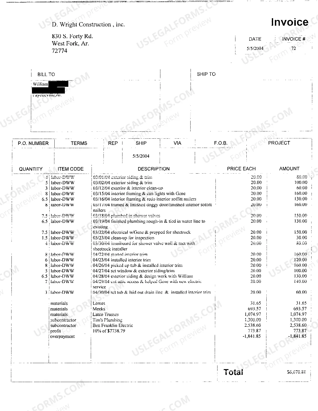 Preview Laborer's Mechanic's Or Materialman's Lien