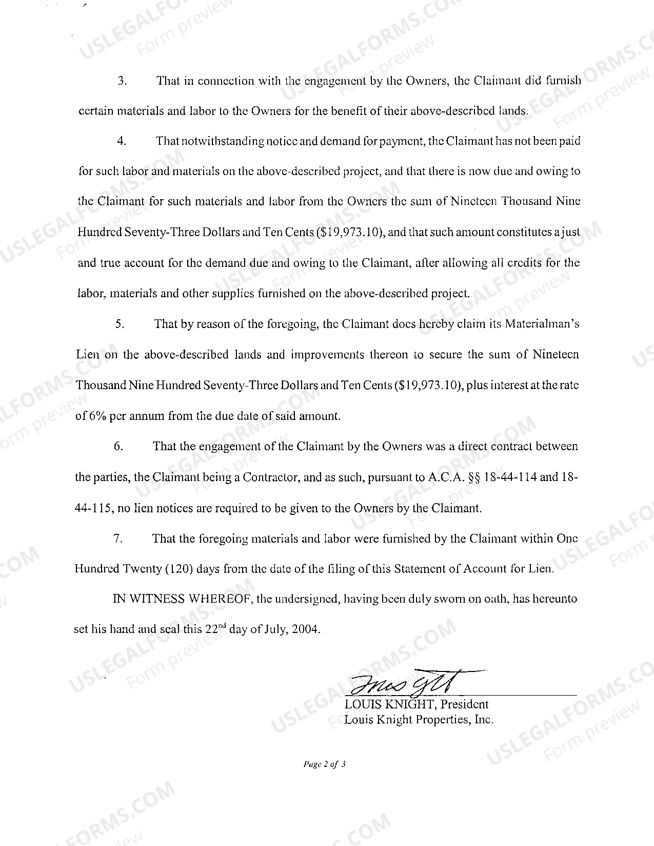 Preview Materialman's Lien