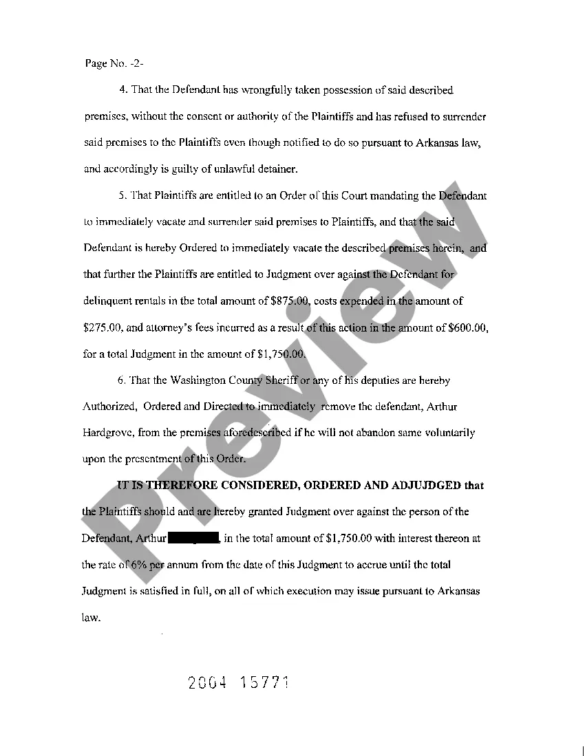 Get A06 Judgment on Complaint for Unlawful Detainer Preview A06 Judgment on Complaint for Unlawful Detainer
