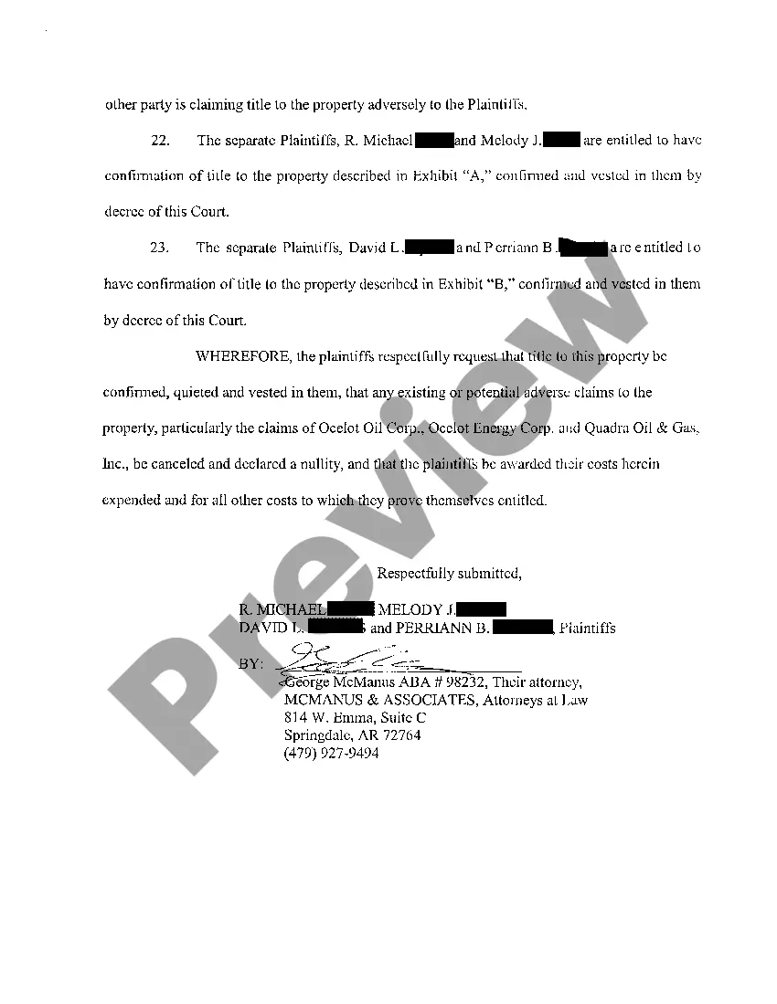 Preview A02 Complaint To Quiet Title