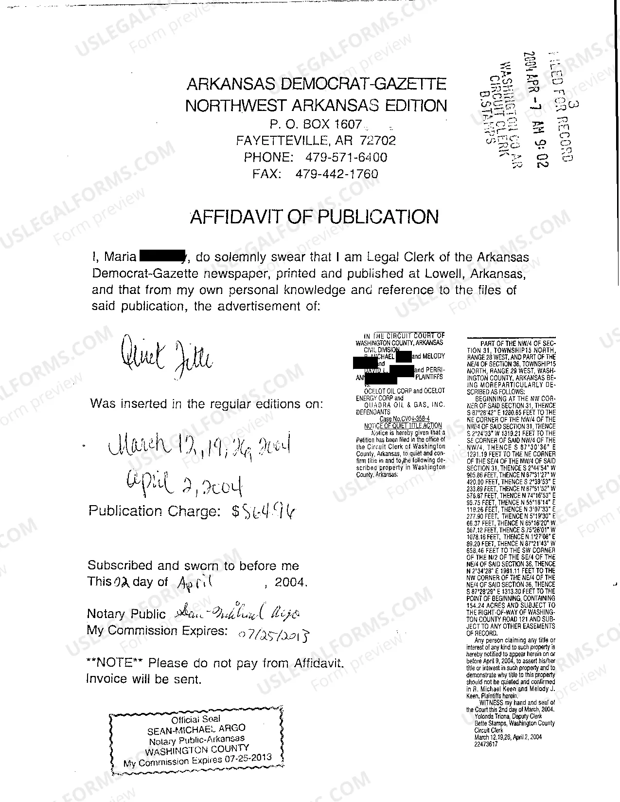 Preview A05 Affidavit of Publication