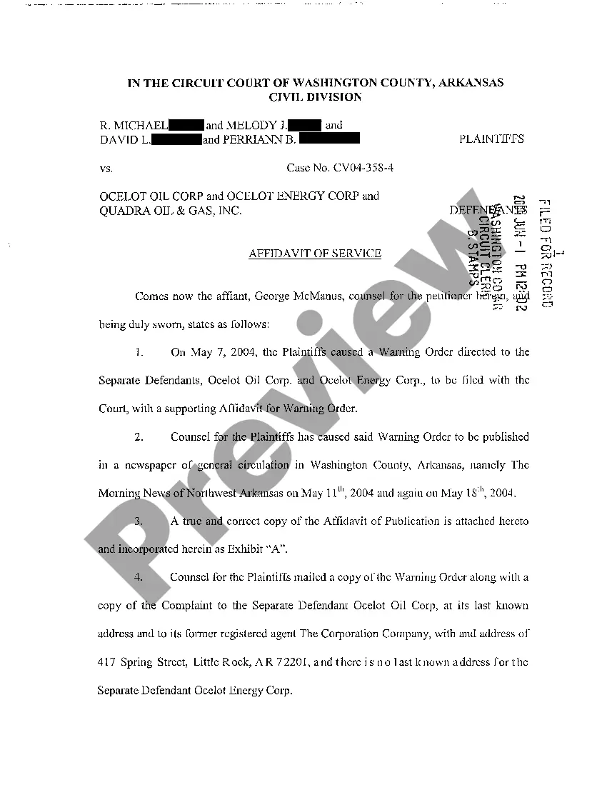 Get A06 Affidavit of Service Preview A06 Affidavit of Service