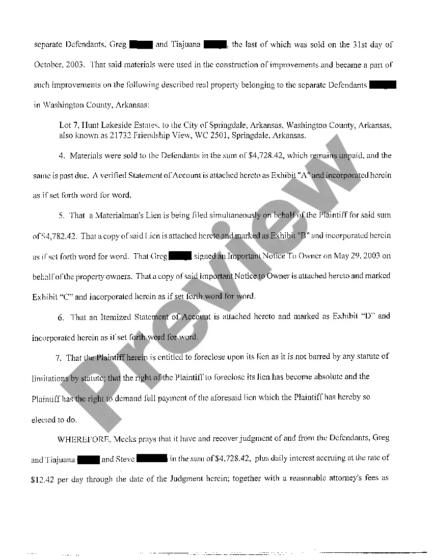 Preview A02 Complaint In Foreclosure