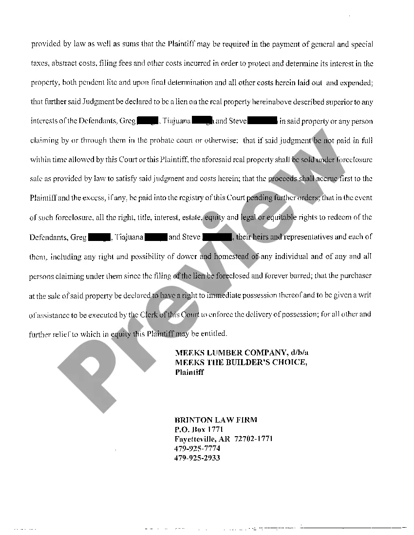 Preview A02 Complaint In Foreclosure