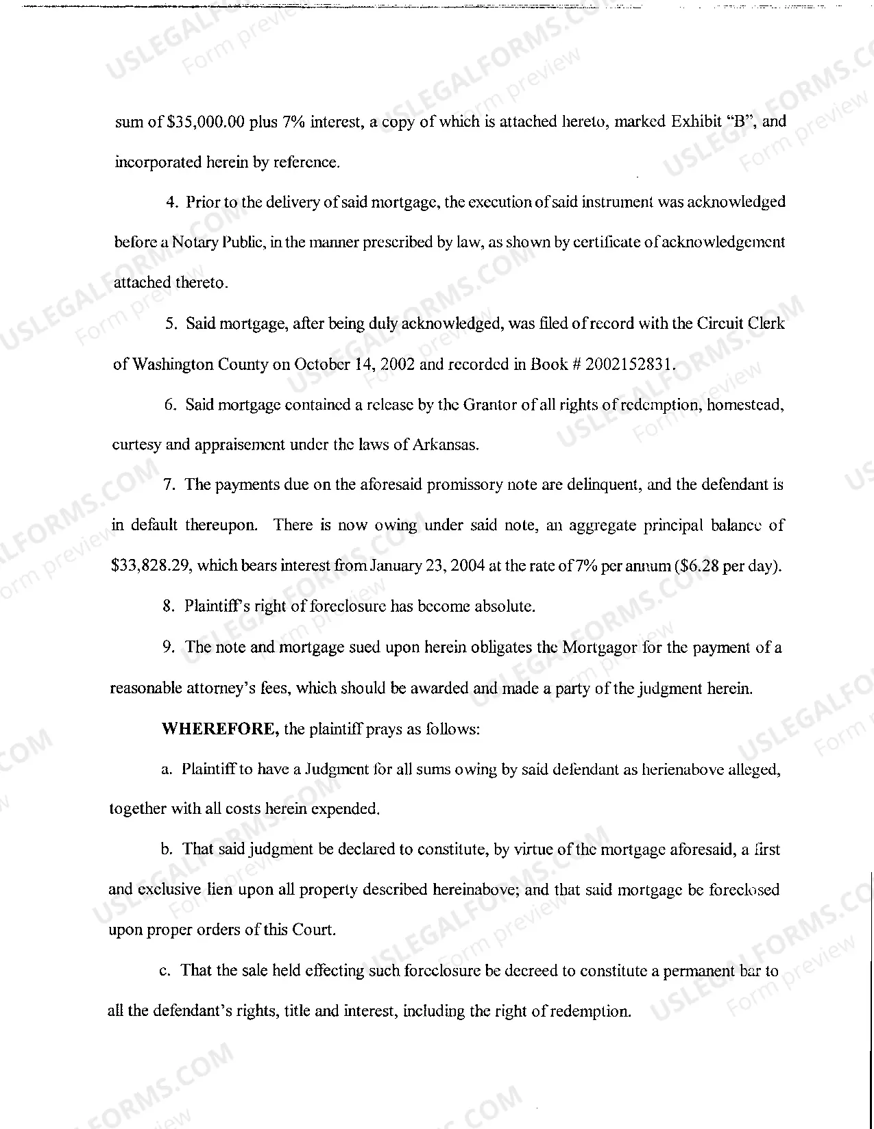 Preview A02 Foreclosure Complaint